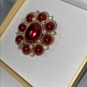 Charter club golden/red pearl pin